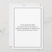 シンプルエレガント写真結婚のメッセージを戻す サンキューカード (裏面)