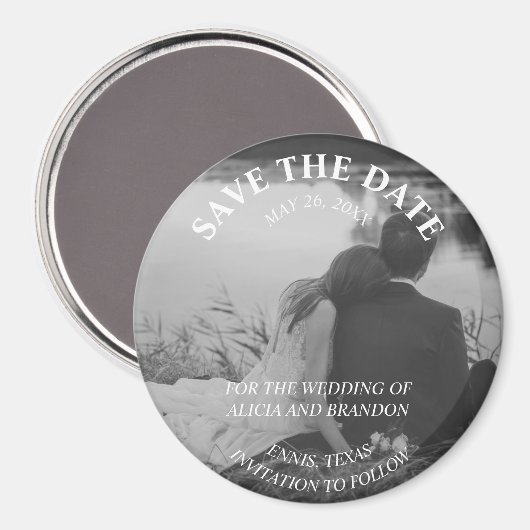 シンプルエレガント写真結婚の黒モダン磁石 マグネット (正面/裏面)