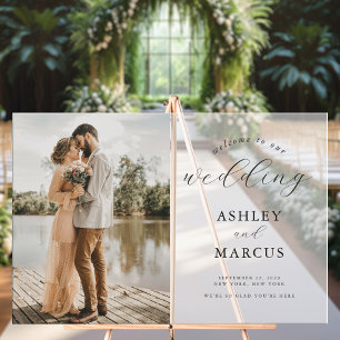 シンプルエレガント写真結婚歓迎フロステッド アクリルサイン