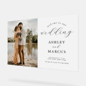 シンプルエレガント写真結婚歓迎フロステッド アクリルサイン (傾斜)