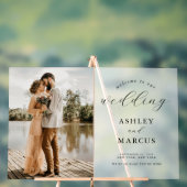 シンプルエレガント写真結婚歓迎フロステッド アクリルサイン (ニュートラル)