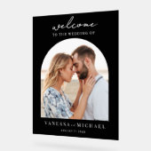 シンプルエレガント写真結婚歓迎 アクリルサイン (傾斜)