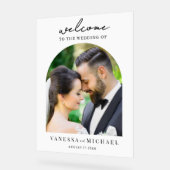 シンプルエレガント写真結婚歓迎 アクリルサイン (傾斜)