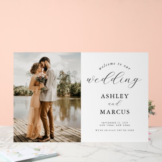 シンプルエレガント写真結婚歓迎 アクリルサイン (ウェディング)