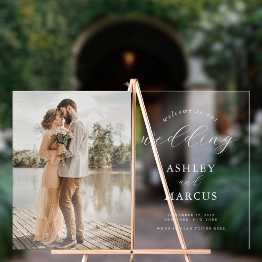 シンプルエレガント写真結婚歓迎 アクリルサイン