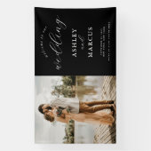 シンプルエレガント写真結婚歓迎 横断幕 (縦)