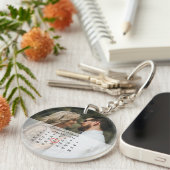 シンプルエレガント写真結婚記念日カレンダー キーホルダー (正面右)