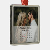 シンプルエレガント写真結婚記念日カレンダー メタルオーナメント (右)