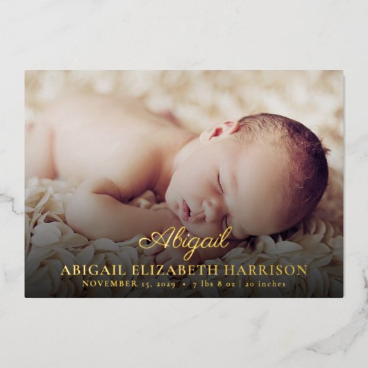 シンプルエレガント写真金箔誕生発表 箔シーズンカード (正面)