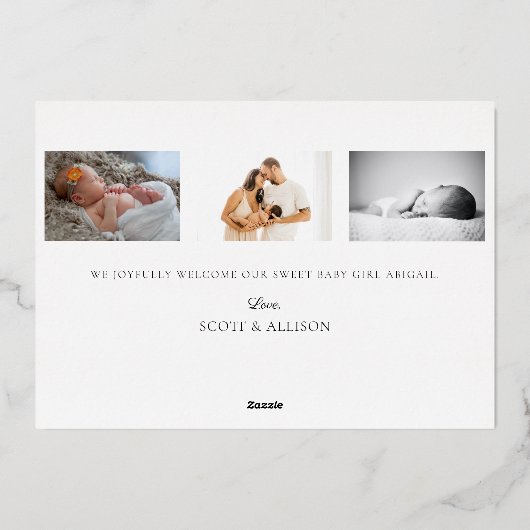 シンプルエレガント写真金箔誕生発表 箔シーズンカード (裏面)