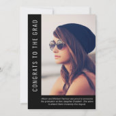 シンプルエレガント写真黒卒業 案内状 (裏面)