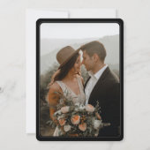 シンプルエレガント写真黒結婚の セーブザデート (裏面)