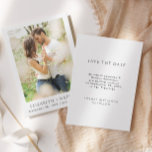 シンプルエレガント写真 | ウェディング セーブザデート<br><div class="desc">日付シンプルエレガントの発表を結婚保存する。この保存された日付カード機能エレガント文字と写真。写真は配置目的のみで、任意の写真に置き換えることができる。カードの前面と背面のすべての文字が可能でカスタマイズす。完璧な日付を保存する予定を発表結婚する。</div>