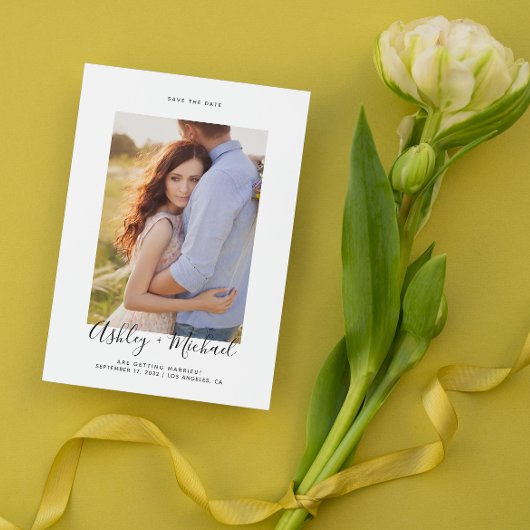 シンプルエレガント写真QRコー結婚ド セーブザデート