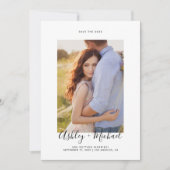 シンプルエレガント写真QRコー結婚ド セーブザデート (正面)