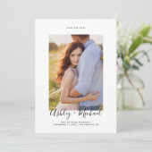 シンプルエレガント写真QRコー結婚ド セーブザデート (スタンド正面)