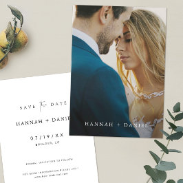 シンプルエレガント写真Save the Date Wedding Invite セーブザデート