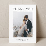 シンプルエレガント写真Wノート結婚の サンキューカード<br><div class="desc">白シンプル黒の結婚サンキューカード</div>