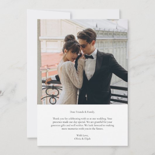 シンプルエレガント写真Wノート結婚の サンキューカード (裏面)