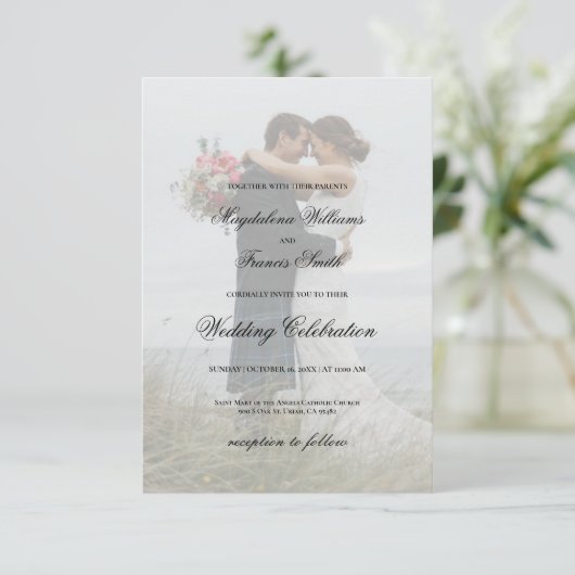 シンプルエレガント写結婚真 招待状 (スタンド正面)