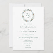 シンプルエレガント冬の緑のカトリック結婚教会 招待状 (正面)