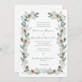 シンプルエレガント冬の緑のカトリック結婚教会 招待状 (正面/裏面)