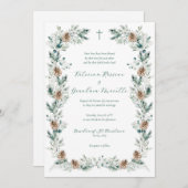 シンプルエレガント冬の緑のクリスチャン結婚ズ 招待状 (正面/裏面)