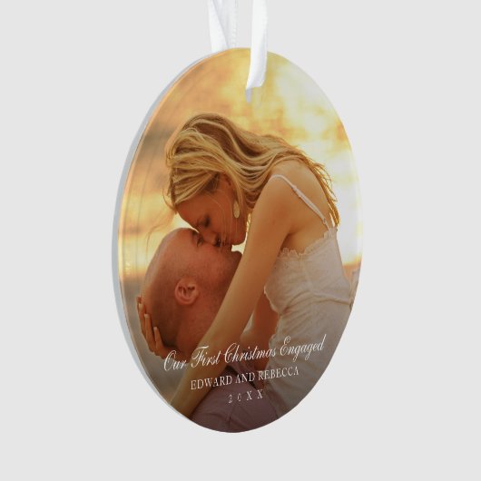 シンプルエレガント初めてのクリスマス婚約した オーナメント (正面)