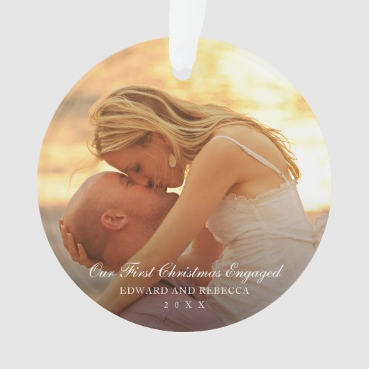 シンプルエレガント初めてのクリスマス婚約した オーナメント (正面)