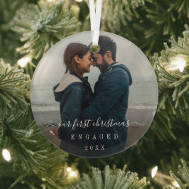 シンプルエレガント初めてのクリスマス婚約した ガラスオーナメント
