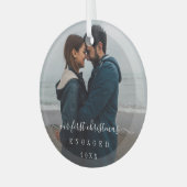 シンプルエレガント初めてのクリスマス婚約した ガラスオーナメント (正面左)