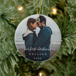 シンプルエレガント初めてのクリスマス婚約した セラミックオーナメント