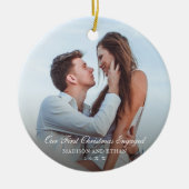 シンプルエレガント初めてのクリスマス婚約した セラミックオーナメント (正面)