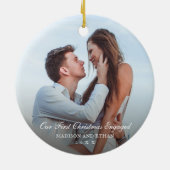 シンプルエレガント初めてのクリスマス婚約した セラミックオーナメント (裏面)
