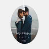 シンプルエレガント初めてのクリスマス婚約した メタルオーナメント (正面左)