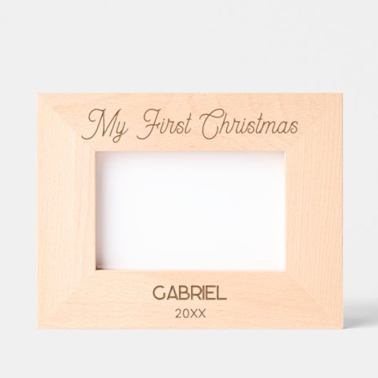 シンプルエレガント初めてのクリスマス レーザー彫刻フレーム (正面)
