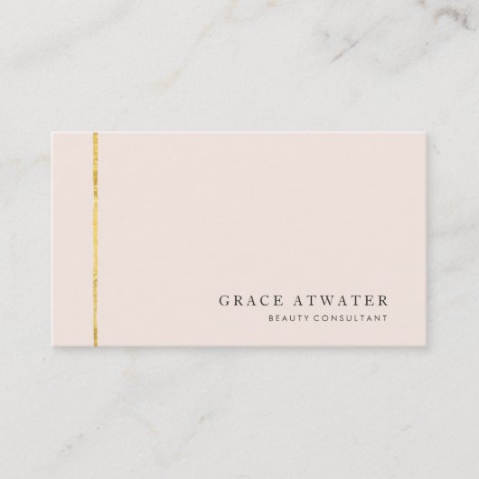 シンプルエレガント化粧品、スパ、金ゴールドおよびライトピンク 名刺 (正面)
