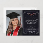 シンプルエレガント卒業写真招待状 インビテーションポストカード (正面/裏面)