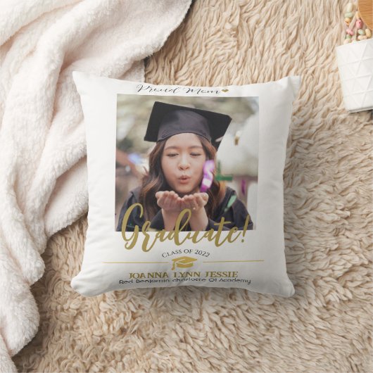 シンプルエレガント卒業式金ゴールドのCAP感謝していスクリプト クッション (ブランケット)