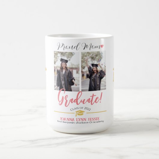 シンプルエレガント卒業式金ゴールドのCAP感謝していスクリプト コーヒーマグカップ (中央)