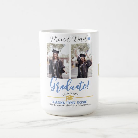 シンプルエレガント卒業式金ゴールドのCAP感謝していスクリプト コーヒーマグカップ (中央)