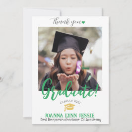 シンプルエレガント卒業式金ゴールドのCAP感謝していスクリプト サンキューカード