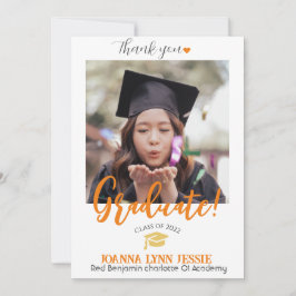 シンプルエレガント卒業式金ゴールドのCAP感謝していスクリプト サンキューカード