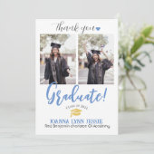 シンプルエレガント卒業式金ゴールドのCAP感謝していスクリプト サンキューカード (スタンド正面)