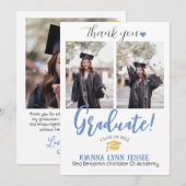シンプルエレガント卒業式金ゴールドのCAP感謝していスクリプト サンキューカード (正面/裏面)