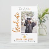 シンプルエレガント卒業式金ゴールドのCAP感謝していスクリプト サンキューカード (スタンド正面)