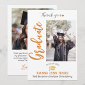 シンプルエレガント卒業式金ゴールドのCAP感謝していスクリプト サンキューカード (正面/裏面)