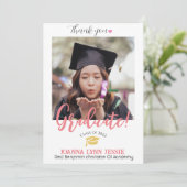 シンプルエレガント卒業式金ゴールドのCAP感謝していスクリプト サンキューカード (スタンド正面)