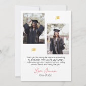 シンプルエレガント卒業式金ゴールドのCAP感謝していスクリプト サンキューカード (裏面)