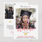 シンプルエレガント卒業式金ゴールドのCAP感謝していスクリプト サンキューカード (正面/裏面)